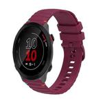 For Garmin Forerunner 158 Wavy Dotted Stitched 20mm Silicone Watch Band(Wine Red)