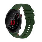 For Garmin Forerunner 158 Wavy Dotted Stitched 20mm Silicone Watch Band(Army Green)