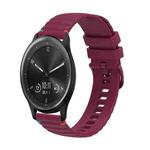 For Garmin Vivomove Wavy Dotted Stitched 20mm Silicone Watch Band(Wine Red)