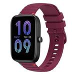 For Amazfit Bip 3 Pro Wavy Dotted Stitched 20mm Silicone Watch Band(Wine Red)