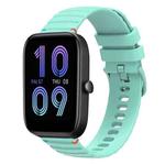 For Amazfit Bip 3 Pro Wavy Dotted Stitched 20mm Silicone Watch Band(Teal Green)