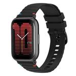 For Amazfit Active Wavy Dotted Stitched 20mm Silicone Watch Band(Black)