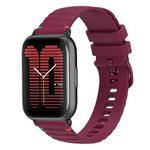 For Amazfit Active Wavy Dotted Stitched 20mm Silicone Watch Band(Wine Red)