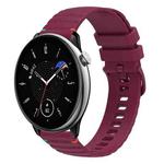 For Amazfit GTR Mini Wavy Dotted Stitched 20mm Silicone Watch Band(Wine Red)