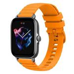 For Amazfit GTS 3 Wavy Dotted Stitched 20mm Silicone Watch Band(Amber Yellow)