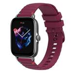 For Amazfit GTS 3 Wavy Dotted Stitched 20mm Silicone Watch Band(Wine Red)