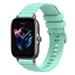 For Amazfit GTS 3 Wavy Dotted Stitched 20mm Silicone Watch Band(Teal Green)