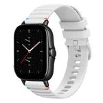 For Amazfit GTS 2e Wavy Dotted Stitched 20mm Silicone Watch Band(White)