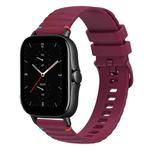 For Amazfit GTS 2e Wavy Dotted Stitched 20mm Silicone Watch Band(Wine Red)