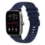 For Amazfit GTS 2 Mini Wavy Dotted Stitched 20mm Silicone Watch Band(Navy Blue)