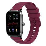 For Amazfit GTS 2 Mini Wavy Dotted Stitched 20mm Silicone Watch Band(Wine Red)