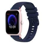 For Amazfit Pop Pro Wavy Dotted Stitched 20mm Silicone Watch Band(Navy Blue)