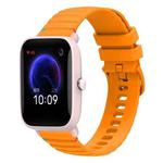 For Amazfit Pop Pro Wavy Dotted Stitched 20mm Silicone Watch Band(Amber Yellow)