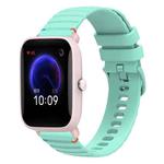 For Amazfit Pop Pro Wavy Dotted Stitched 20mm Silicone Watch Band(Teal Green)