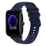 For Amazfit Pop Wavy Dotted Stitched 20mm Silicone Watch Band(Navy Blue)