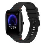 For Amazfit Pop Wavy Dotted Stitched 20mm Silicone Watch Band(Black)