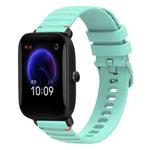 For Amazfit Pop Wavy Dotted Stitched 20mm Silicone Watch Band(Teal Green)