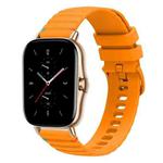 For Amazfit GTS 2 Wavy Dotted Stitched 20mm Silicone Watch Band(Amber Yellow)