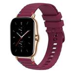 For Amazfit GTS 2 Wavy Dotted Stitched 20mm Silicone Watch Band(Wine Red)