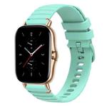 For Amazfit GTS 2 Wavy Dotted Stitched 20mm Silicone Watch Band(Teal Green)