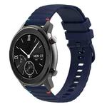 For Amazfit GTR 42mm Wavy Dotted Stitched 20mm Silicone Watch Band(Navy Blue)