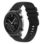 For Amazfit GTR 42mm Wavy Dotted Stitched 20mm Silicone Watch Band(Black)