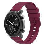 For Amazfit GTR 42mm Wavy Dotted Stitched 20mm Silicone Watch Band(Wine Red)