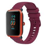 For Amazfit Bip S Wavy Dotted Stitched 20mm Silicone Watch Band(Wine Red)