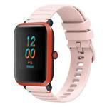 For Amazfit Bip S Wavy Dotted Stitched 20mm Silicone Watch Band(Rose Pink)