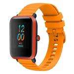 For Amazfit Bip Lite Wavy Dotted Stitched 20mm Silicone Watch Band(Amber Yellow)