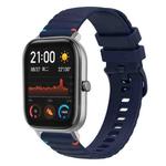 For Amazfit GTS Wavy Dotted Stitched 20mm Silicone Watch Band(Navy Blue)