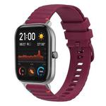 For Amazfit GTS Wavy Dotted Stitched 20mm Silicone Watch Band(Wine Red)