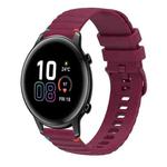 For Honor Magic Watch 2 42mm Wavy Dotted Stitched 20mm Silicone Watch Band(Wine Red)