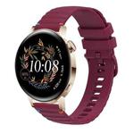 For Huawei Watch GT 3 42mm Wavy Dotted Stitched 20mm Silicone Watch Band(Wine Red)