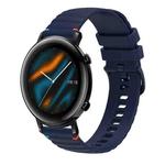 For Huawei Watch GT 2 42mm Wavy Dotted Stitched 20mm Silicone Watch Band(Navy Blue)