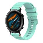 For Huawei Watch GT 2 42mm Wavy Dotted Stitched 20mm Silicone Watch Band(Teal Green)