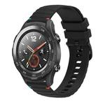 For Huawei Watch 2 Wavy Dotted Stitched 20mm Silicone Watch Band(Black)