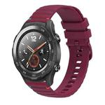 For Huawei Watch 2 Wavy Dotted Stitched 20mm Silicone Watch Band(Wine Red)