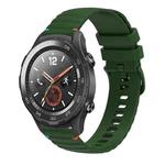 For Huawei Watch 2 Wavy Dotted Stitched 20mm Silicone Watch Band(Army Green)