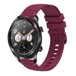 For Honor Watch Dream Wavy Dotted Stitched 22mm Silicone Watch Band(Wine Red)