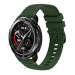 For Honor Watch GS Pro Wavy Dotted Stitched 22mm Silicone Watch Band(Army Green)