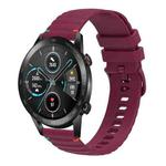 For Honor Magic Watch 2 46mm Wavy Dotted Stitched 22mm Silicone Watch Band(Wine Red)