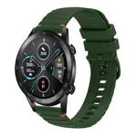 For Honor Magic Watch 2 46mm Wavy Dotted Stitched 22mm Silicone Watch Band(Army Green)