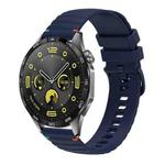 For Huawei Watch GT 4 46mm Wavy Dotted Stitched 22mm Silicone Watch Band(Navy Blue)