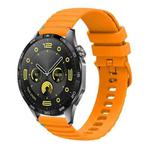 For Huawei Watch GT 4 46mm Wavy Dotted Stitched 22mm Silicone Watch Band(Amber Yellow)