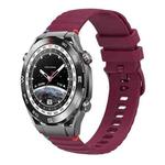 For Huawei Watch Ultimate Wavy Dotted Stitched 22mm Silicone Watch Band(Wine Red)