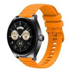 For Huawei Watch Buds Wavy Dotted Stitched 22mm Silicone Watch Band(Amber Yellow)