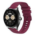 For Huawei Watch Buds Wavy Dotted Stitched 22mm Silicone Watch Band(Wine Red)