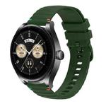 For Huawei Watch Buds Wavy Dotted Stitched 22mm Silicone Watch Band(Army Green)