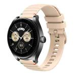 For Huawei Watch Buds Wavy Dotted Stitched 22mm Silicone Watch Band(Cream Coloured)